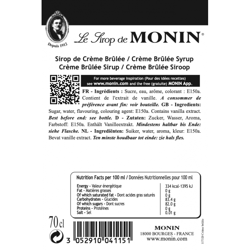 Monin crème brûlée siroop ingrediënten