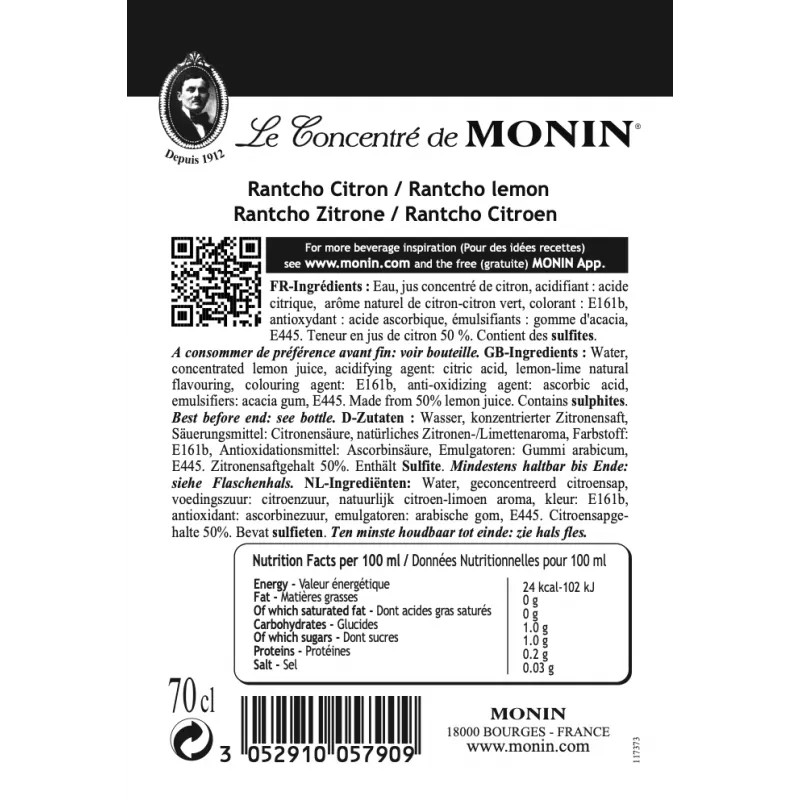 Monin Rantcho Citroen siroop