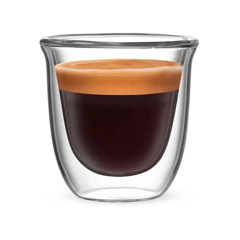 Bialetti Dubbelwandige Glazen Firenze - 2 stuks | Koffieglazen 80 ml glas.