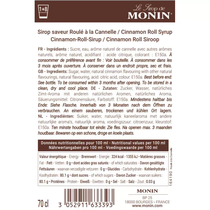 Monin Cinnamon Roll siroop|Monin siropen
