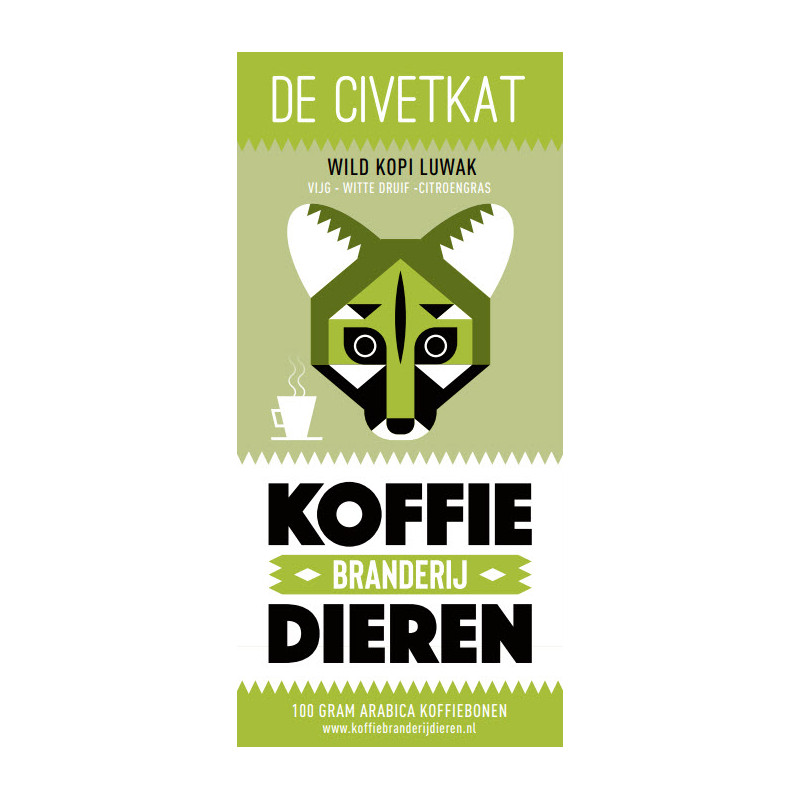 Label van onze Wild Kopi Luwak | Koffiebranderij Dieren