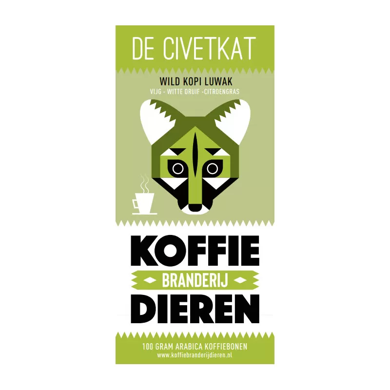 Label van onze Wild Kopi Luwak | Koffiebranderij Dieren